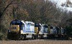 CSX 6002 leads 5 other CSX loco northbound on train Q492